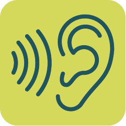 a graphic of soundwaves moving in the direction of an ear
