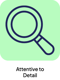 attentive to detail, graphic of a magnifying glass