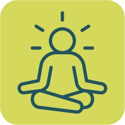 a graphic of a figure sitting cross-legged