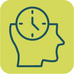 a graphic of a head, but the top half is a clock