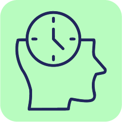 a graphic of a head, but the top half is a clock