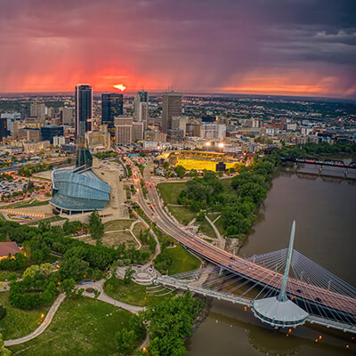 Aerial View of Winnipeg, Manitoba during Summer